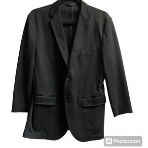 MUJI black 2 button cotton blend 3/4 sleeve blazer Sz M